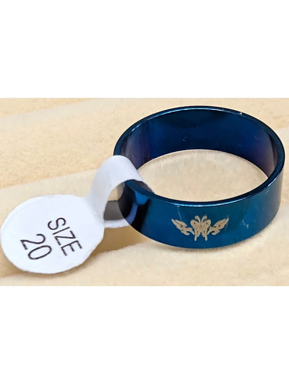 New Stainless Steel Blue Floral Engraved Stainless Steel Band Ring Plus Size 10